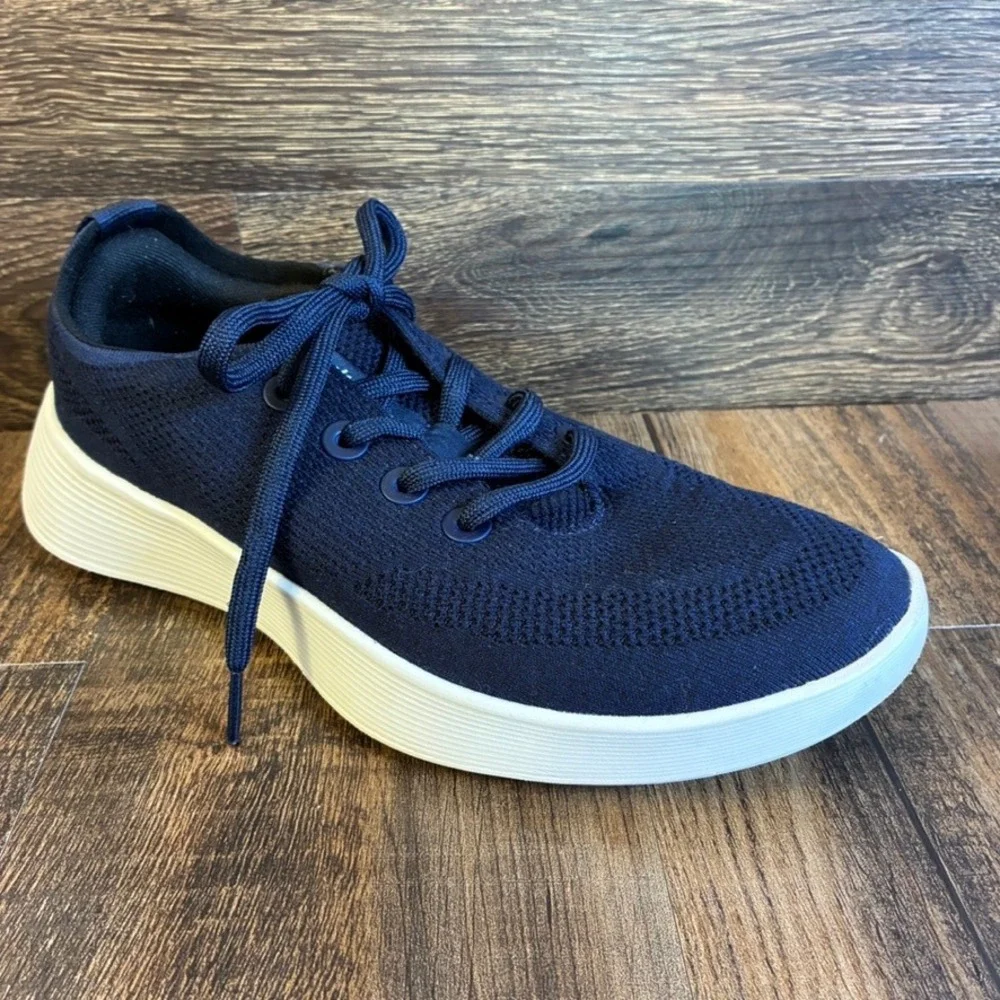 Allbirds Tree Runner Marine Blue White Knit Walking Shoes Womens Sz 9 Sneaker